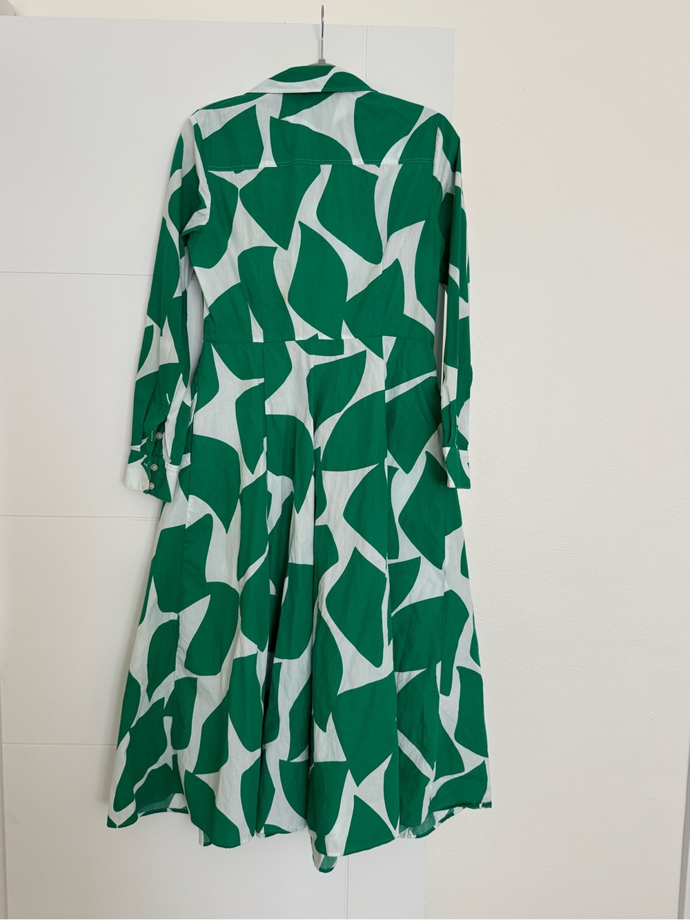 Boden Amy Floral Paisley Print Midi Shirt Dress Green White Size 8L  Long Sleeve - Picture 4 of 7